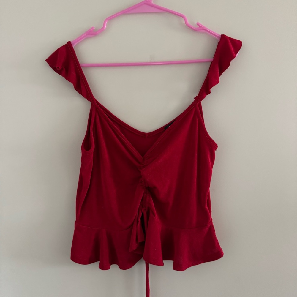 Lulu's Red Ruffle Tie-Back Camisole - Picture 2 of 4